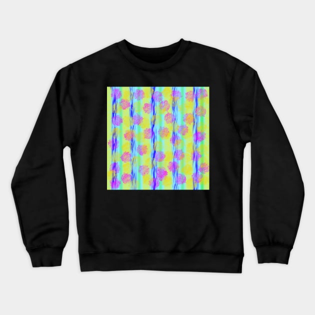 Pink Aqua Yellow Floral Abstract Crewneck Sweatshirt by Klssaginaw